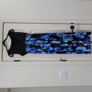 RUIYIZE Sleeveless Blue Floral Maxi Dress Size M Stretchy